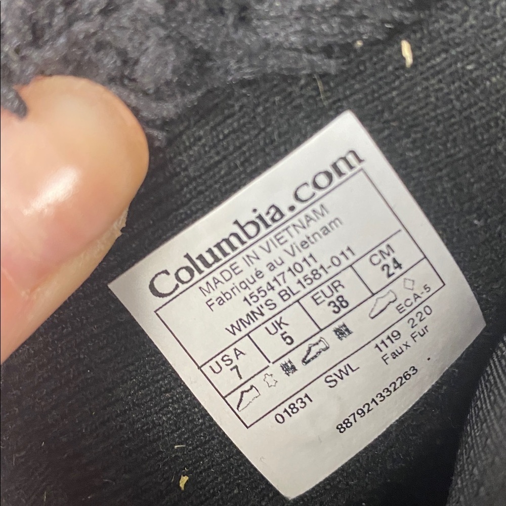 Columbia Weatherproof Black Fur-Lined Lace Up Slip On Winter Boots Sz 7 - Picture 12 of 13